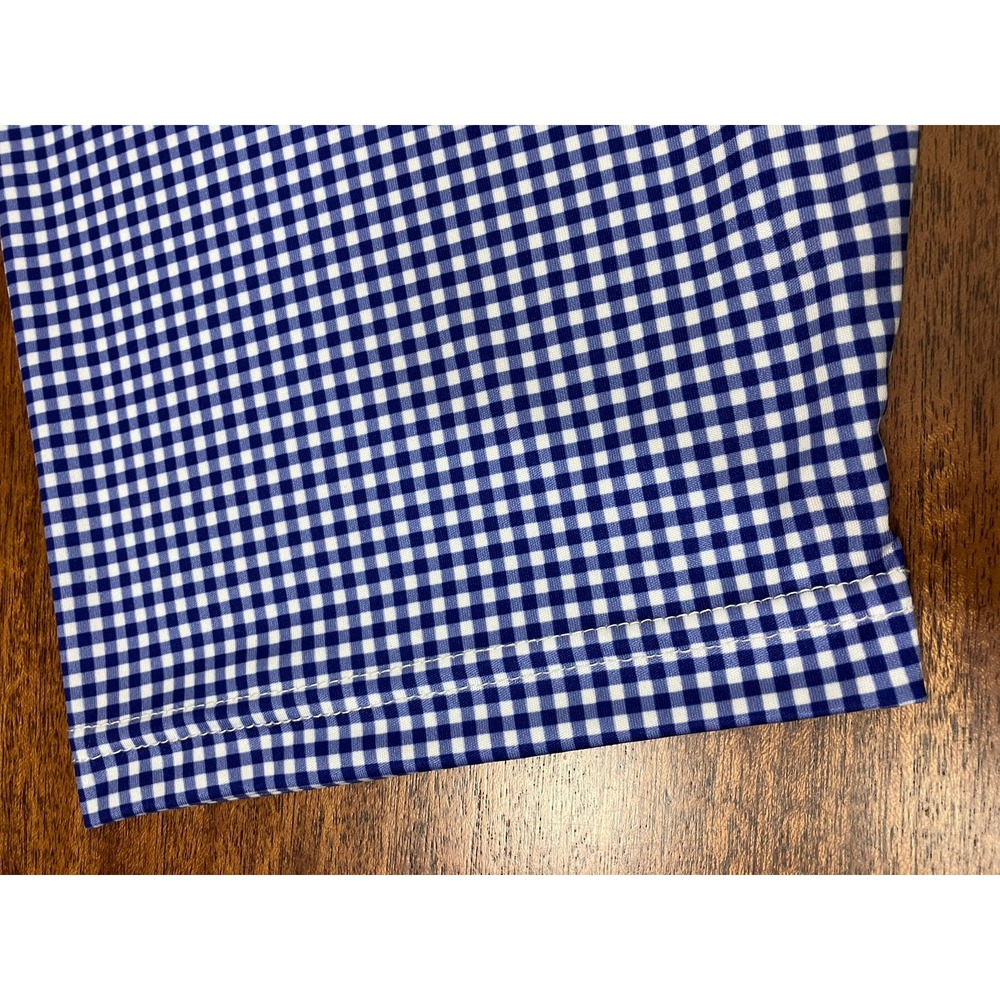Collars & Co Mens XL Blue Gingham Dress Collar Polo Performance Shirt Preppy - Picture 6 of 9